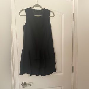 Theory Black Drop Waist Flounce Dress Sleeveless Size 2